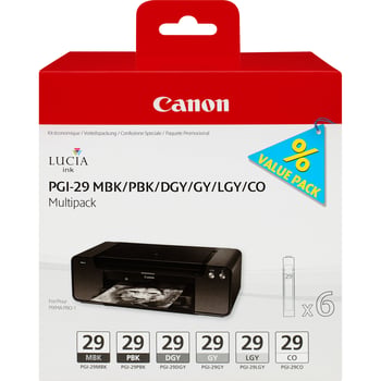 Canon PGI-29 Ink Cartridge Multipack (MBK/PBK/DGY/GY/LGY/CO)