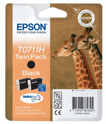 Epson T0711H Black Ink Cartridge Twin Pack