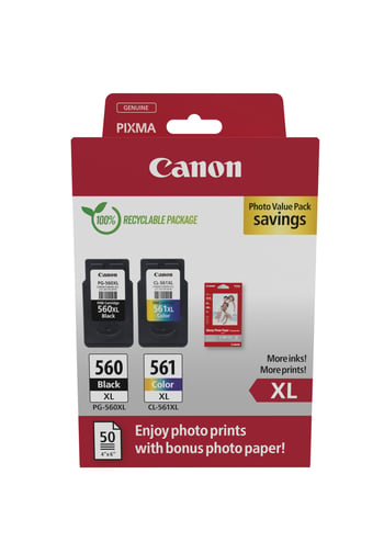 Canon PG-560XL/CL561XL Ink Cartridges & Photo Paper Pack