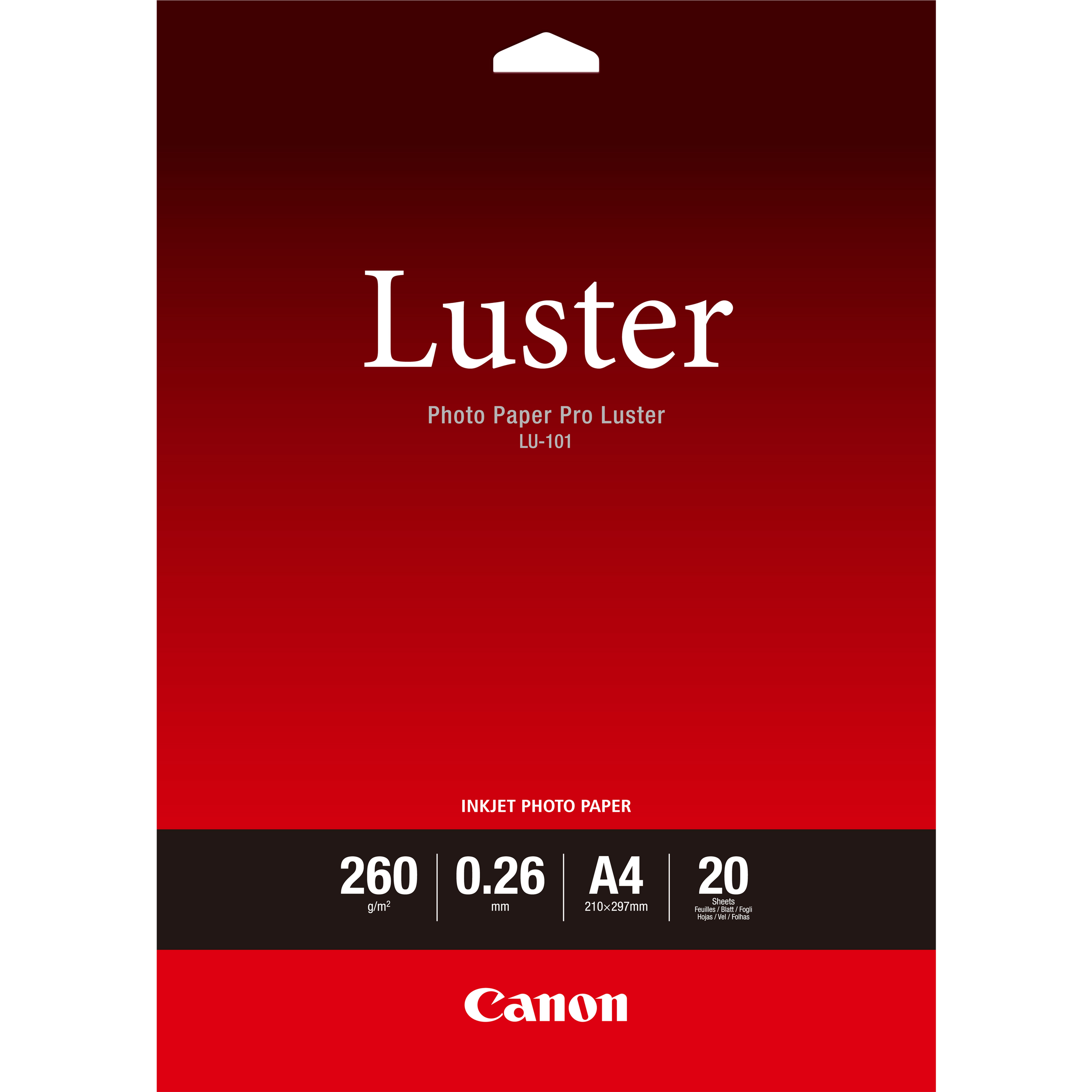 Original Canon LU-101 (A4) 260gsm Pro Luster Photo Paper 20 Sheets