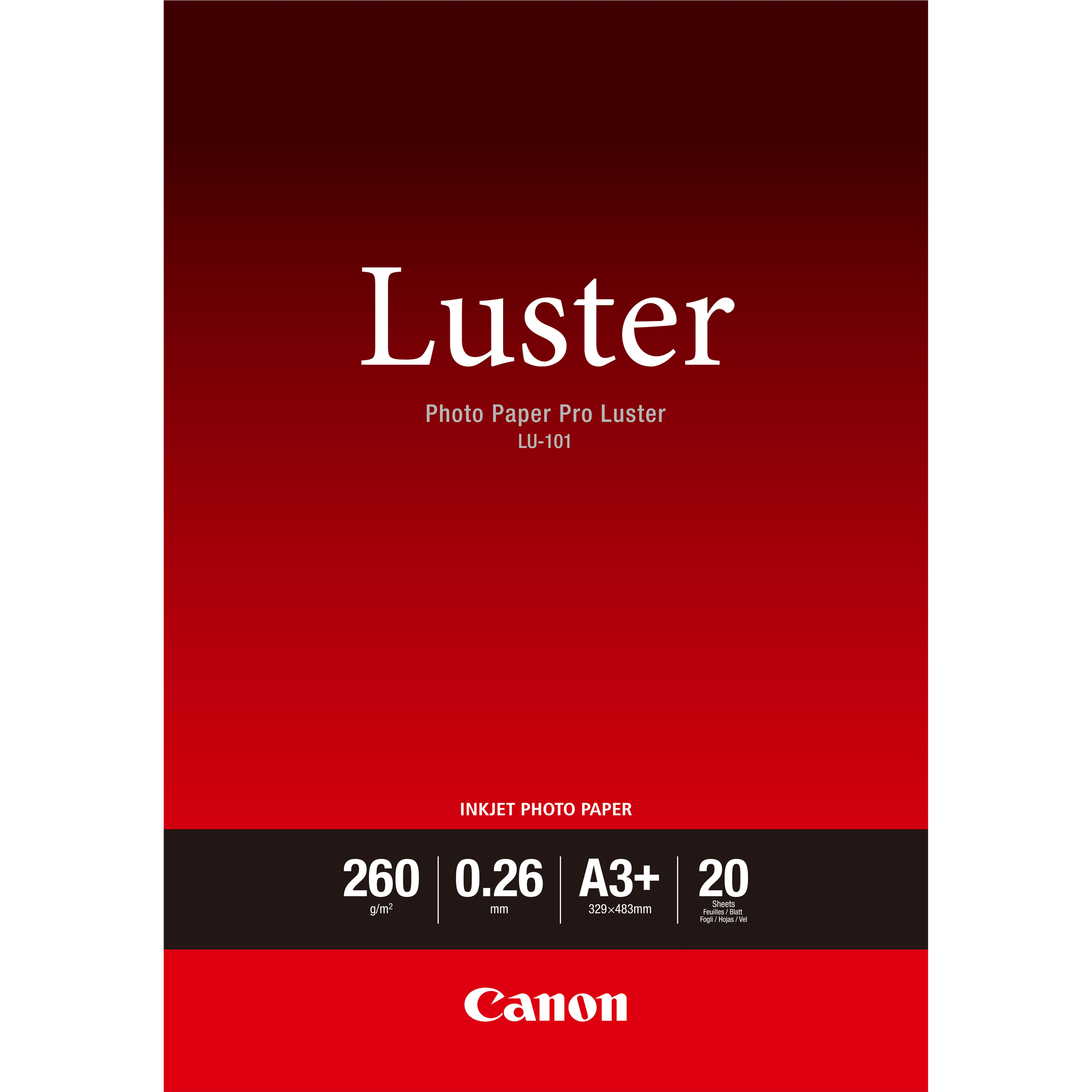Original Canon LU-101 (A3+) 260gsm Pro Luster Photo Paper (Pack of 20