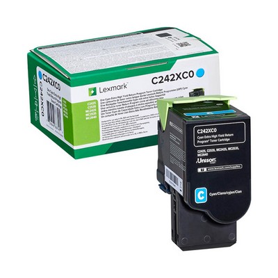 Lexmark C242XC0 Extra High Capacity Cyan Toner Cartridge 