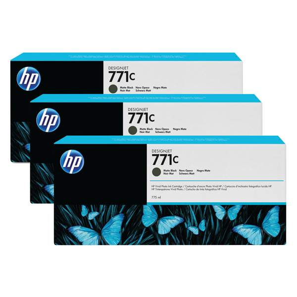 HP No.771 Matte Black Ink Cartridge (Pack of 3) 