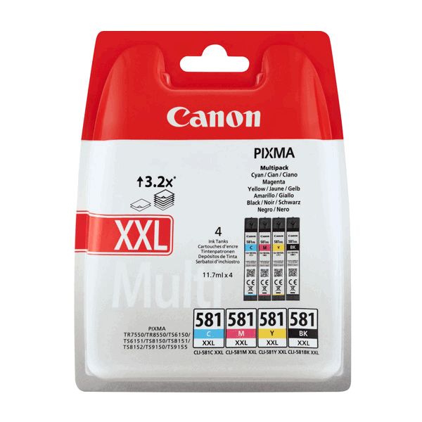 Canon CLI-581XXL Extra High Capacity Ink Cartridge Multipack (B/C/M/Y)