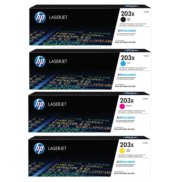 HP 203X High Capacity Toner Cartridge Multipack (B/C/M/Y) 