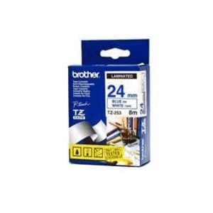 Brother P-Touch TZE253 24mm Gloss Tape - Blue on White